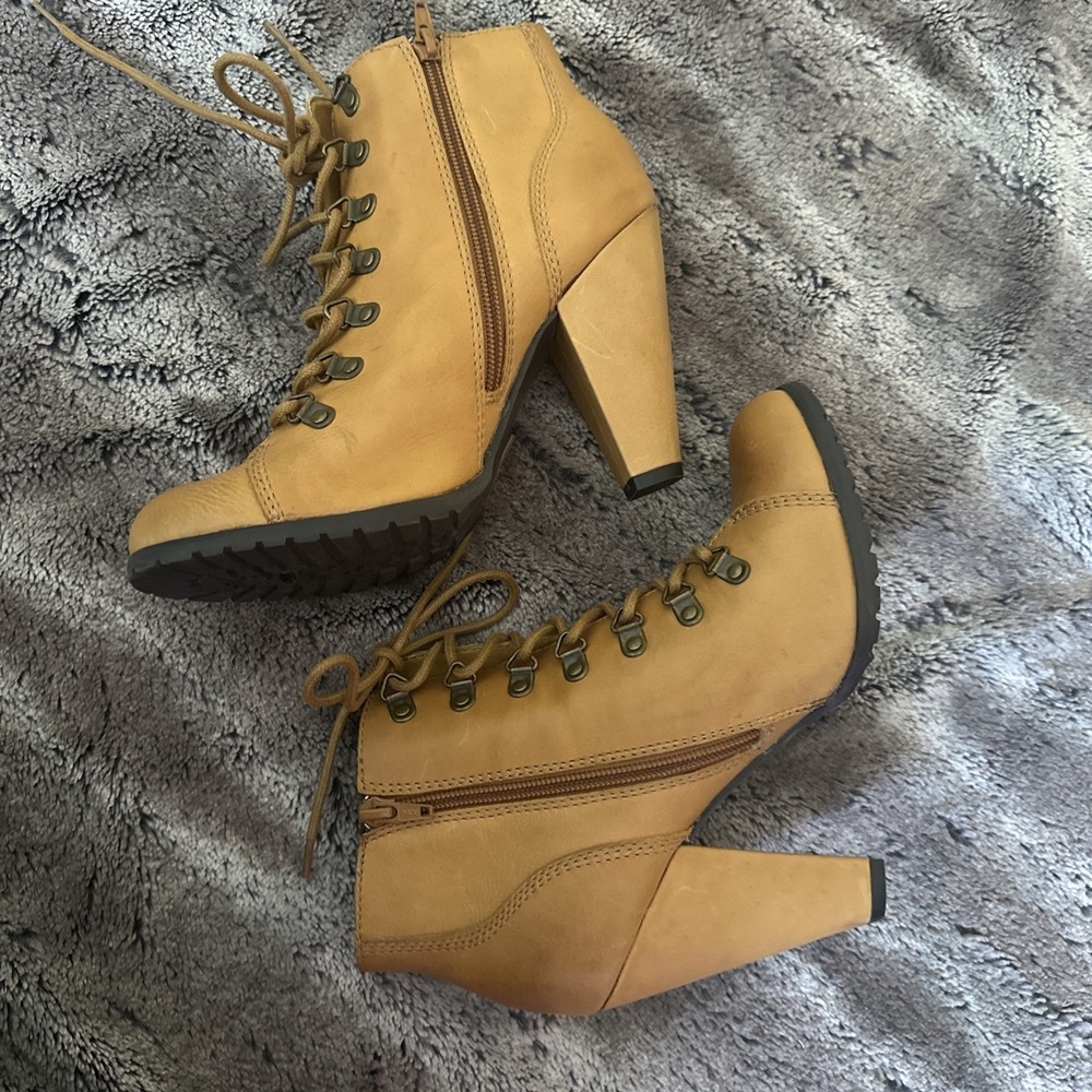Seychelles Women's Leather Lace Up Platform Heeled Ankle Boot Size 8.5 Brown - Picture 5 of 8